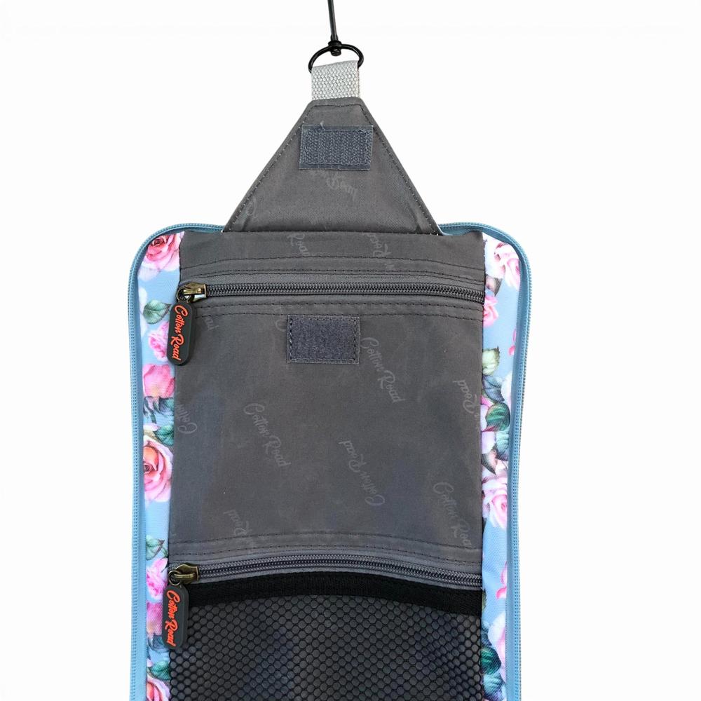 Cotton Road Toiletry Bag: BLUE FLORAL PVC Hanging Vanity Bag