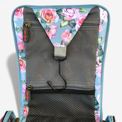 Cotton Road Toiletry Bag: BLUE FLORAL PVC Hanging Vanity Bag