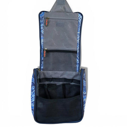 Cotton Road Toiletry Bag: BLUE PVC Hanging Vanity Bag with PAISLEY Print