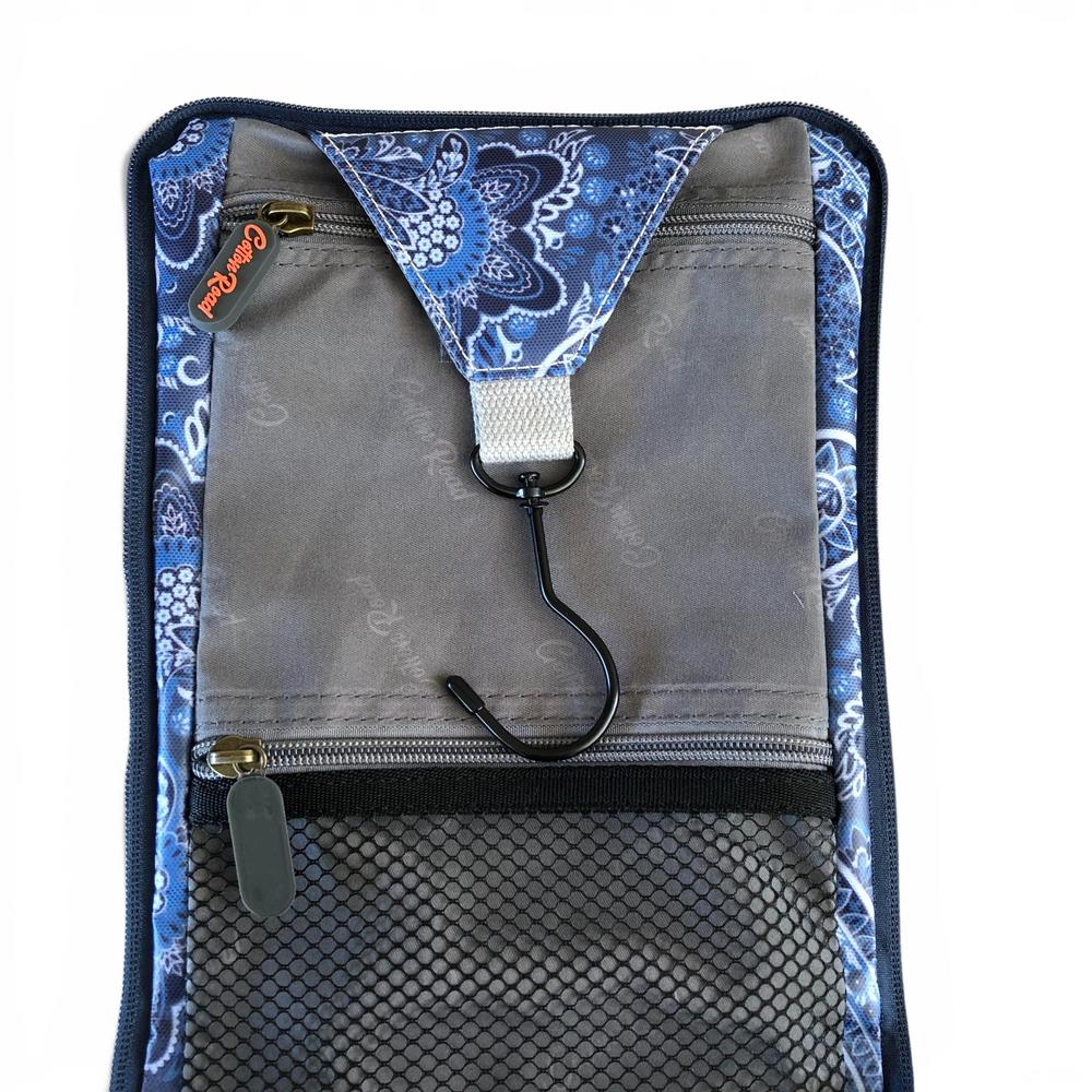 Cotton Road Toiletry Bag: BLUE PVC Hanging Vanity Bag with PAISLEY Print