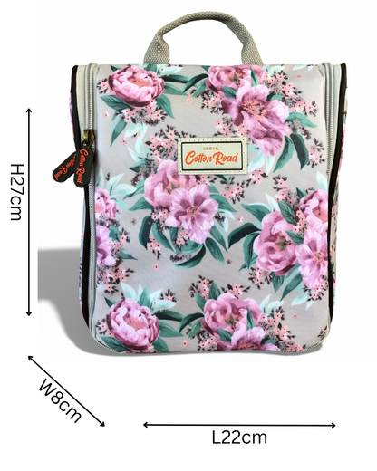Cotton Road Toiletry Bag: MINT GREEN FLORAL PVC Hanging Vanity Bag