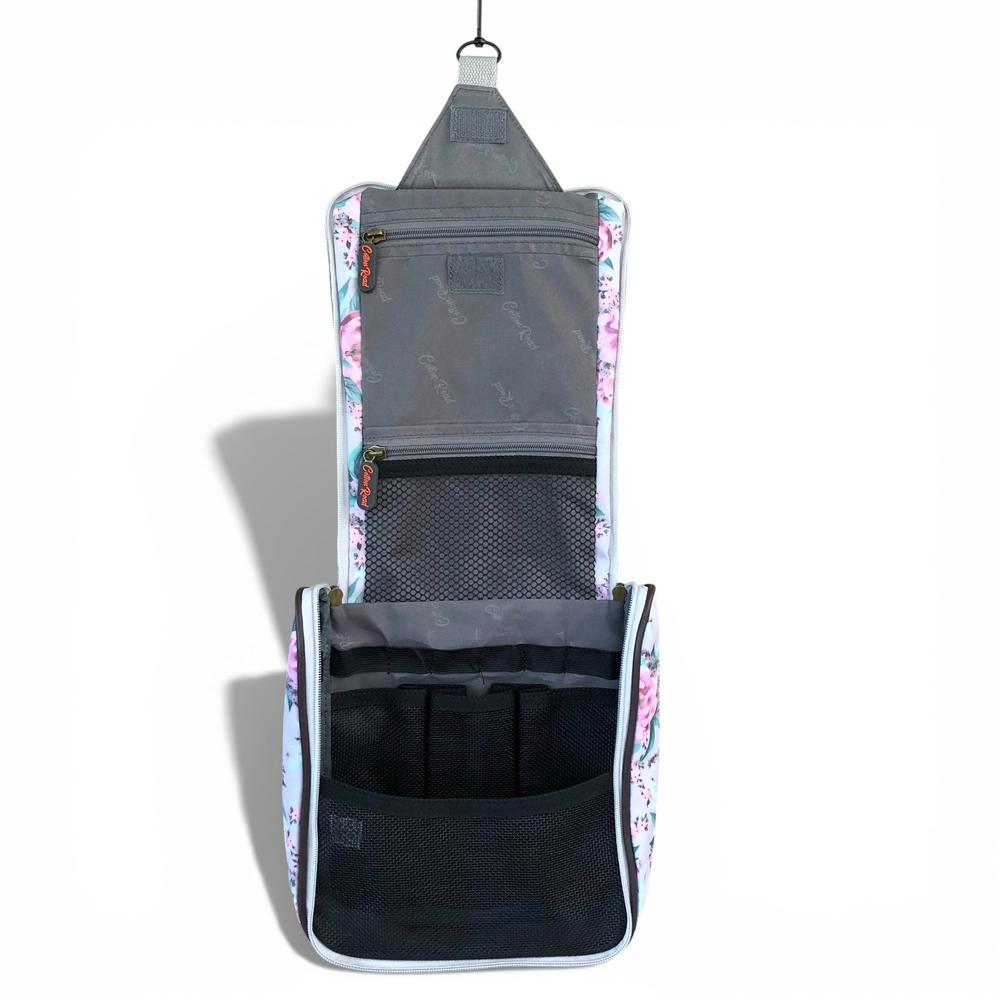 Cotton Road Toiletry Bag: MINT GREEN FLORAL PVC Hanging Vanity Bag