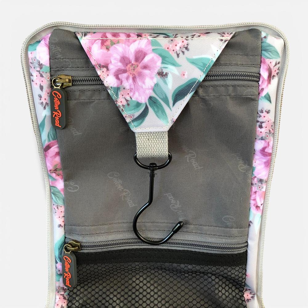 Cotton Road Toiletry Bag: MINT GREEN FLORAL PVC Hanging Vanity Bag