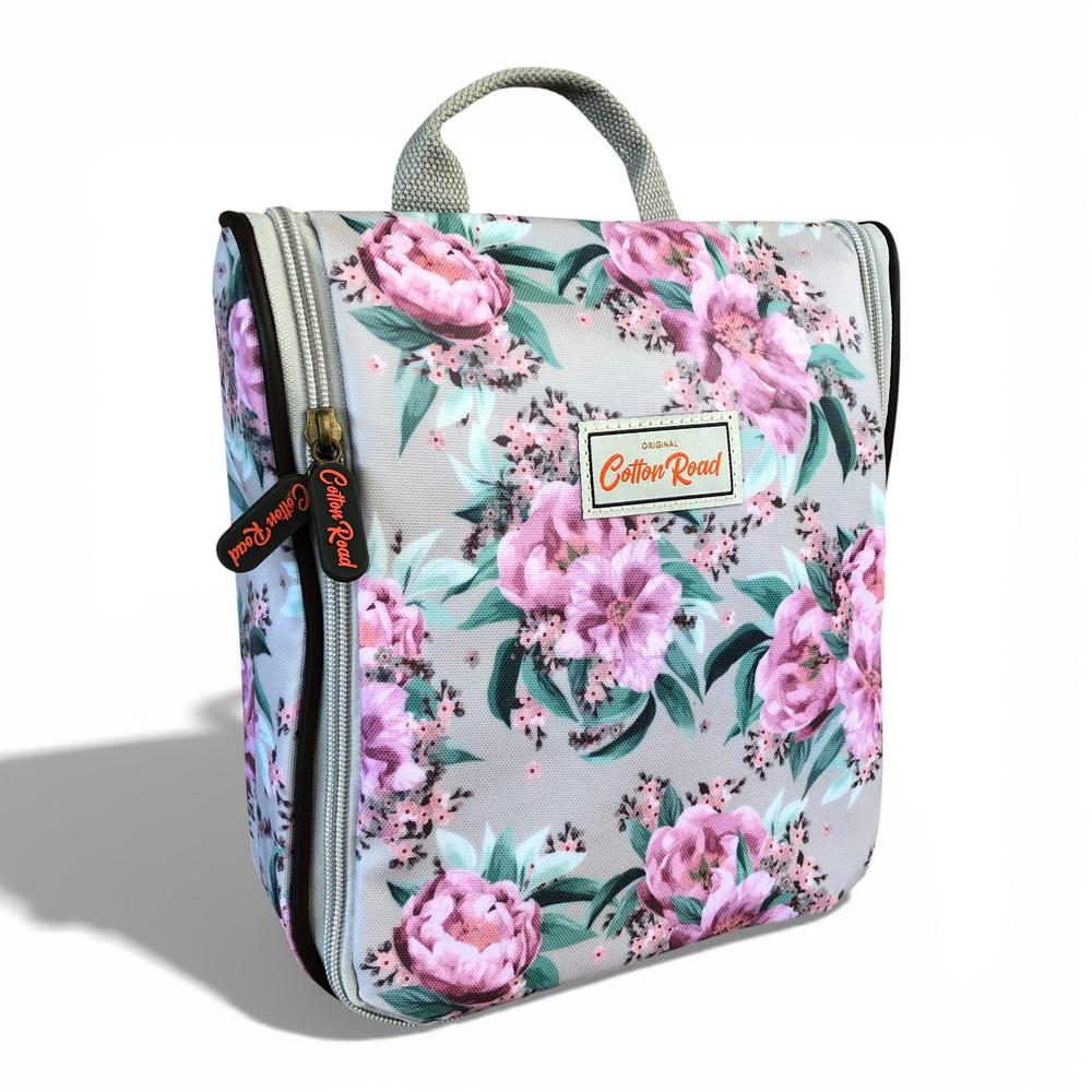 Cotton Road Toiletry Bag: MINT GREEN FLORAL PVC Hanging Vanity Bag