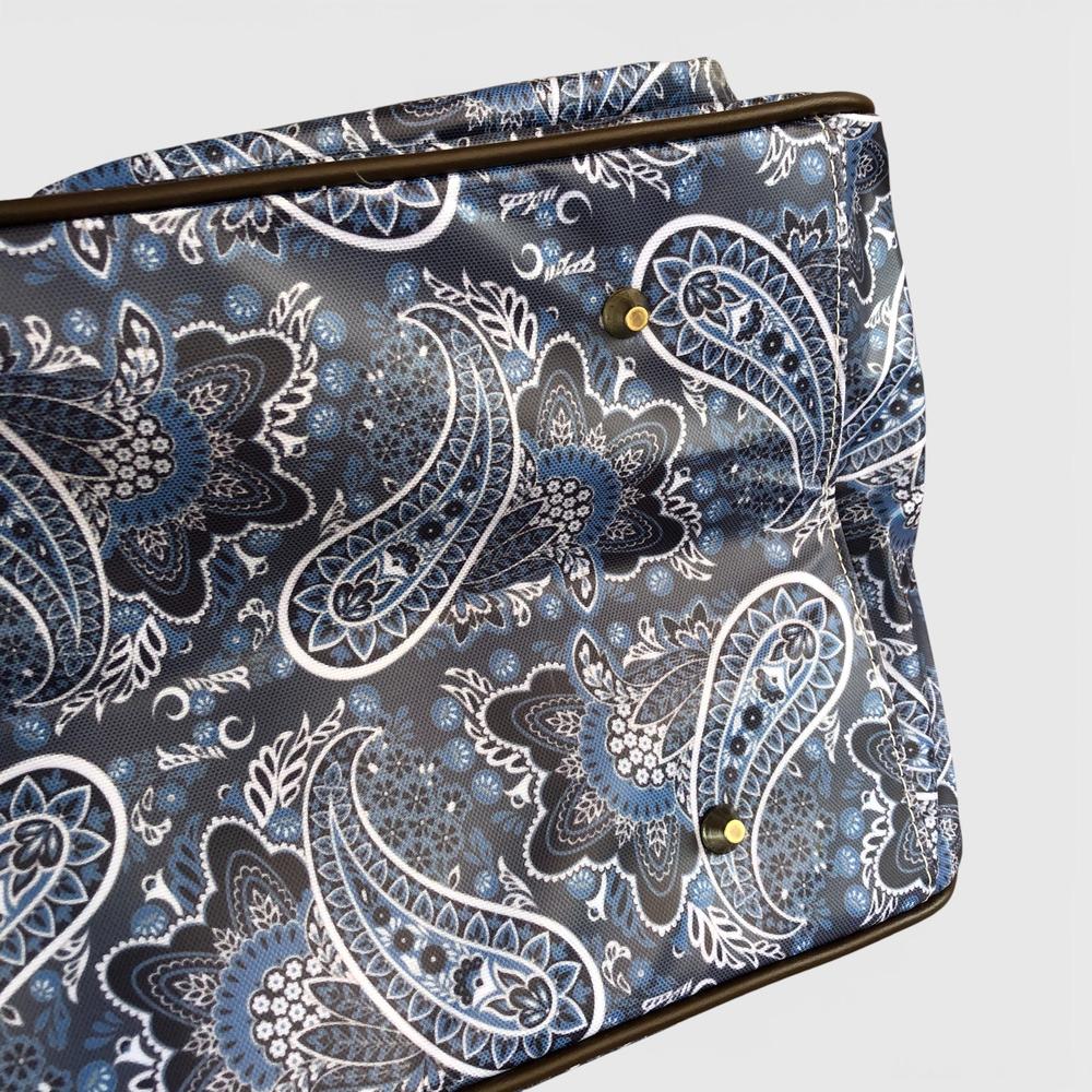 Cotton Road Travel Bag: BLUE PAISLEY PVC Overnight Travel Bag