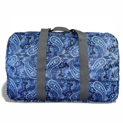 Cotton Road Travel Bag: BLUE PAISLEY Print PVC Foldaway WEEKENDER Travel Bag