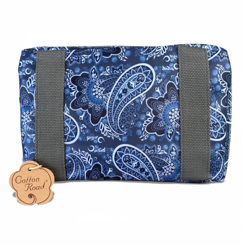 Cotton Road Travel Bag: BLUE PAISLEY Print PVC Foldaway WEEKENDER Travel Bag