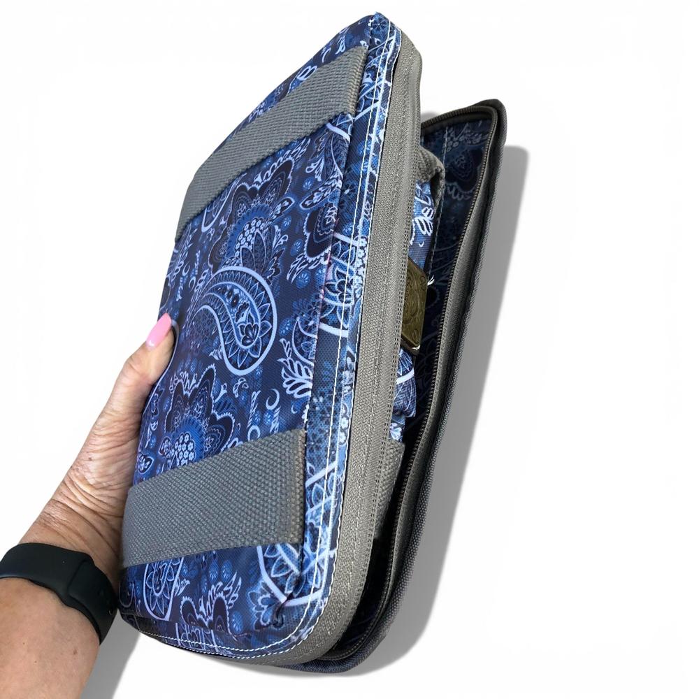 Cotton Road Travel Bag: BLUE PAISLEY Print PVC Foldaway WEEKENDER Travel Bag