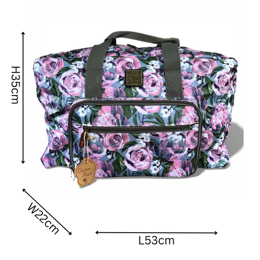 Cotton Road Travel Bag: BLUE PVC Foldaway WEEKENDER Bag and Matching Vanity Bag Set