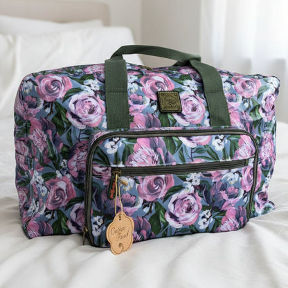 Cotton Road Travel Bag: BLUE PVC Foldaway WEEKENDER Bag and Matching Vanity Bag Set