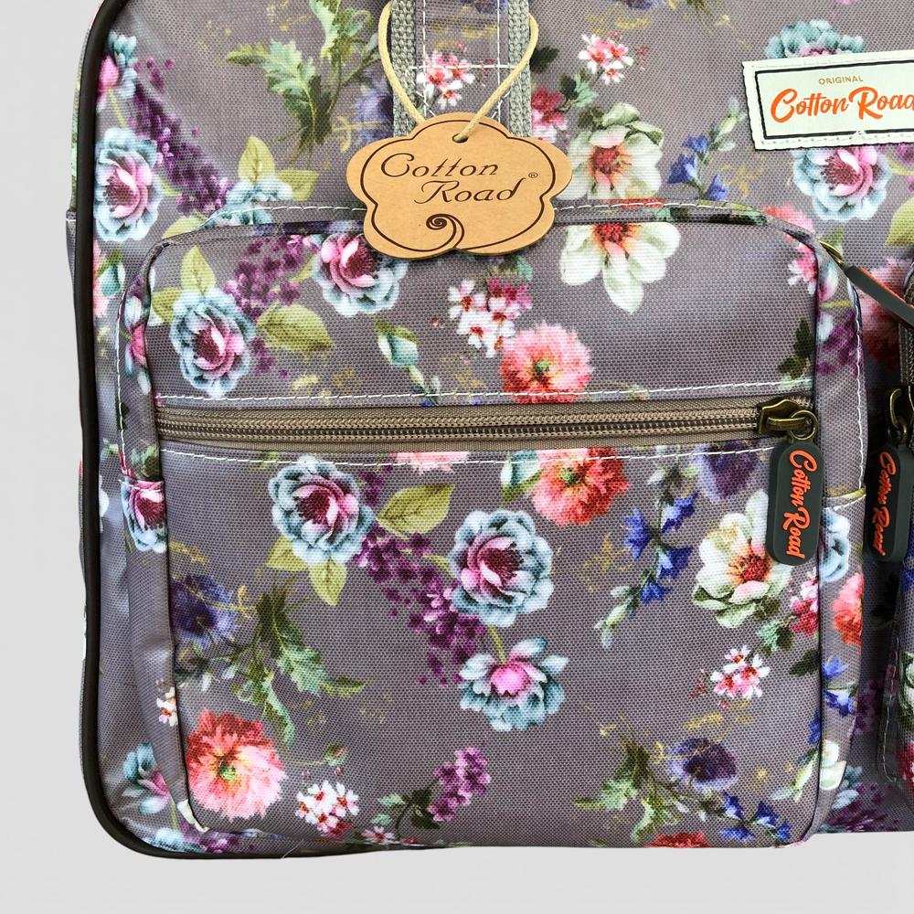 Cotton Road Travel Bag: BROWN FLORAL PVC Overnight Travel Bag