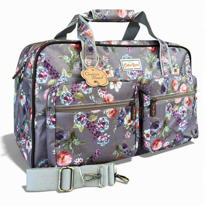 Cotton Road Travel Bag: BROWN FLORAL PVC Overnight Travel Bag