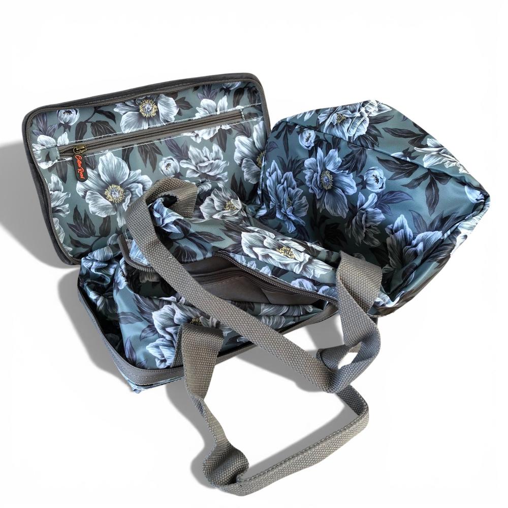 Cotton Road Travel Bag: GREEN FLORAL PVC Foldaway WEEKENDER Travel Bag