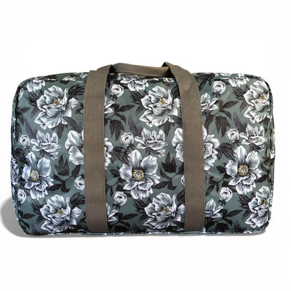 Cotton Road Travel Bag: GREEN FLORAL PVC Foldaway WEEKENDER Travel Bag