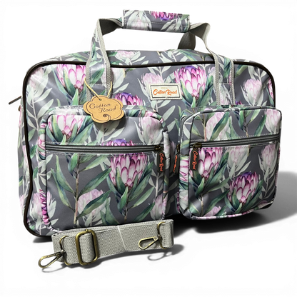 Cotton Road Travel Bag: GREY PROTEA Print PVC Overnight Bag