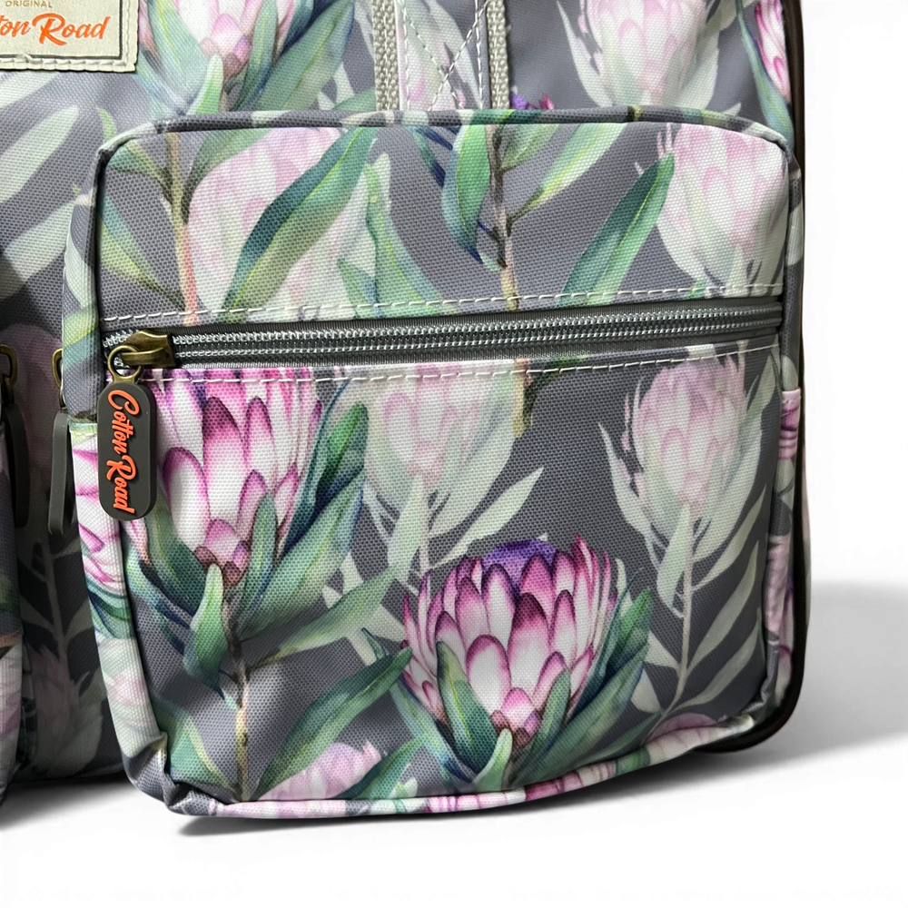 Cotton Road Travel Bag: GREY PROTEA Print PVC Overnight Bag