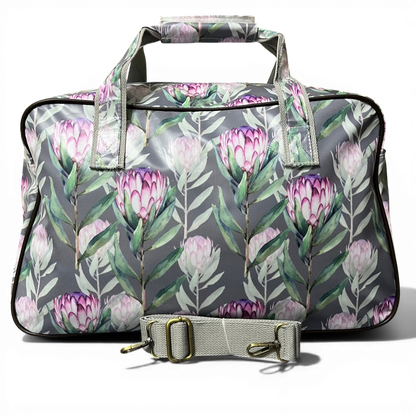 Cotton Road Travel Bag: GREY PROTEA Print PVC Overnight Bag