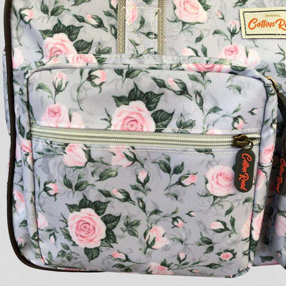 Cotton Road Travel Bag: GREY PVC Overnight Travel Bag with ROSES