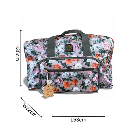 Cotton Road Travel Bag: MAUVE FLORAL PVC Foldaway WEEKENDER Travel Bag