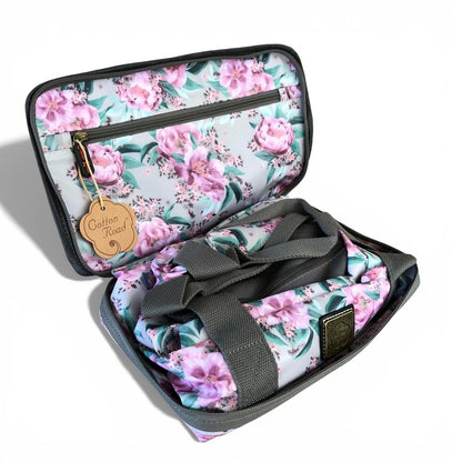 Cotton Road Travel Bag: MINT GREEN FLORAL PVC Foldaway WEEKENDER Travel Bag. Size L53cm x W22cm x H35cm