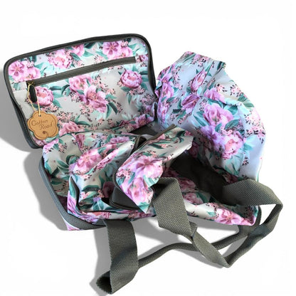Cotton Road Travel Bag: MINT GREEN FLORAL PVC Foldaway WEEKENDER Travel Bag. Foldaway function