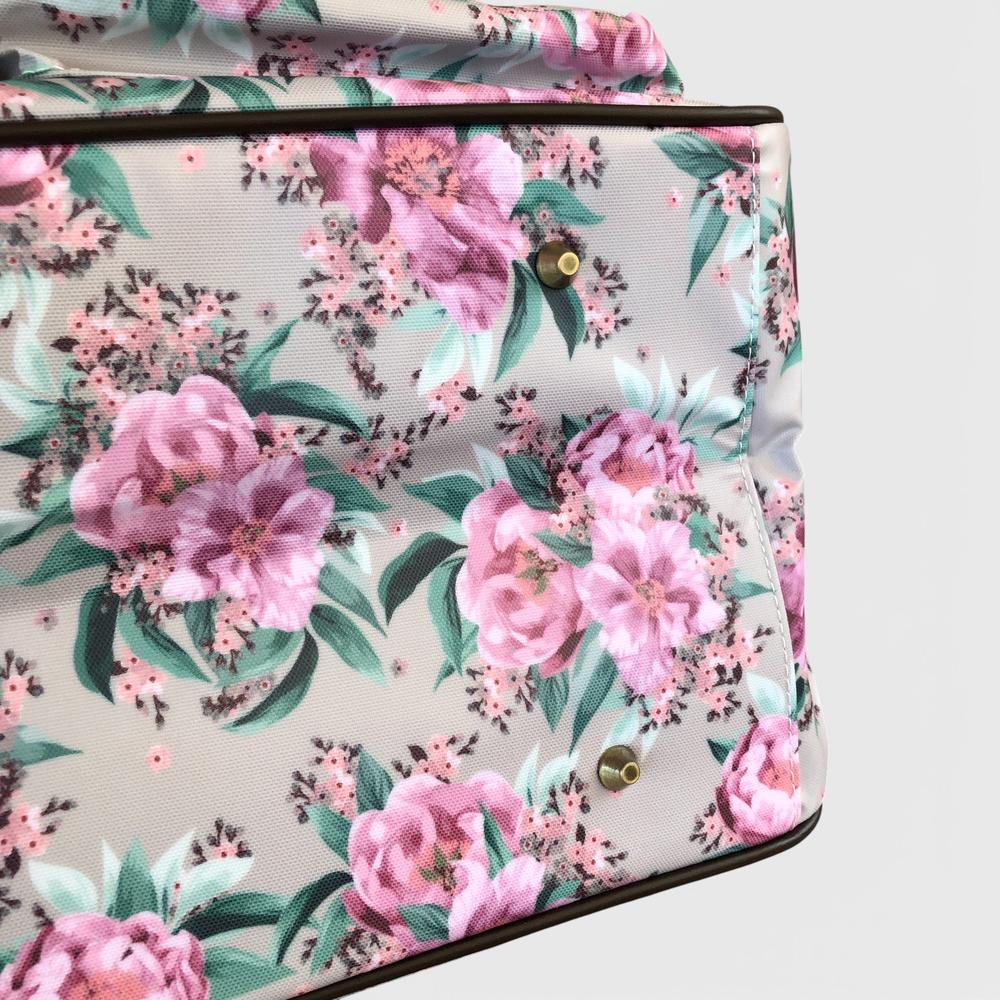 Cotton Road Travel Bag: MINT GREEN FLORAL PVC Overnight Travel Bag