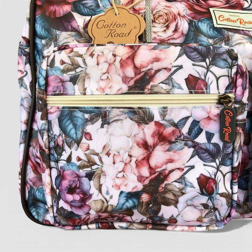 Cotton Road Travel Bag: PINK PVC Overnight Travel Bag with ROSES