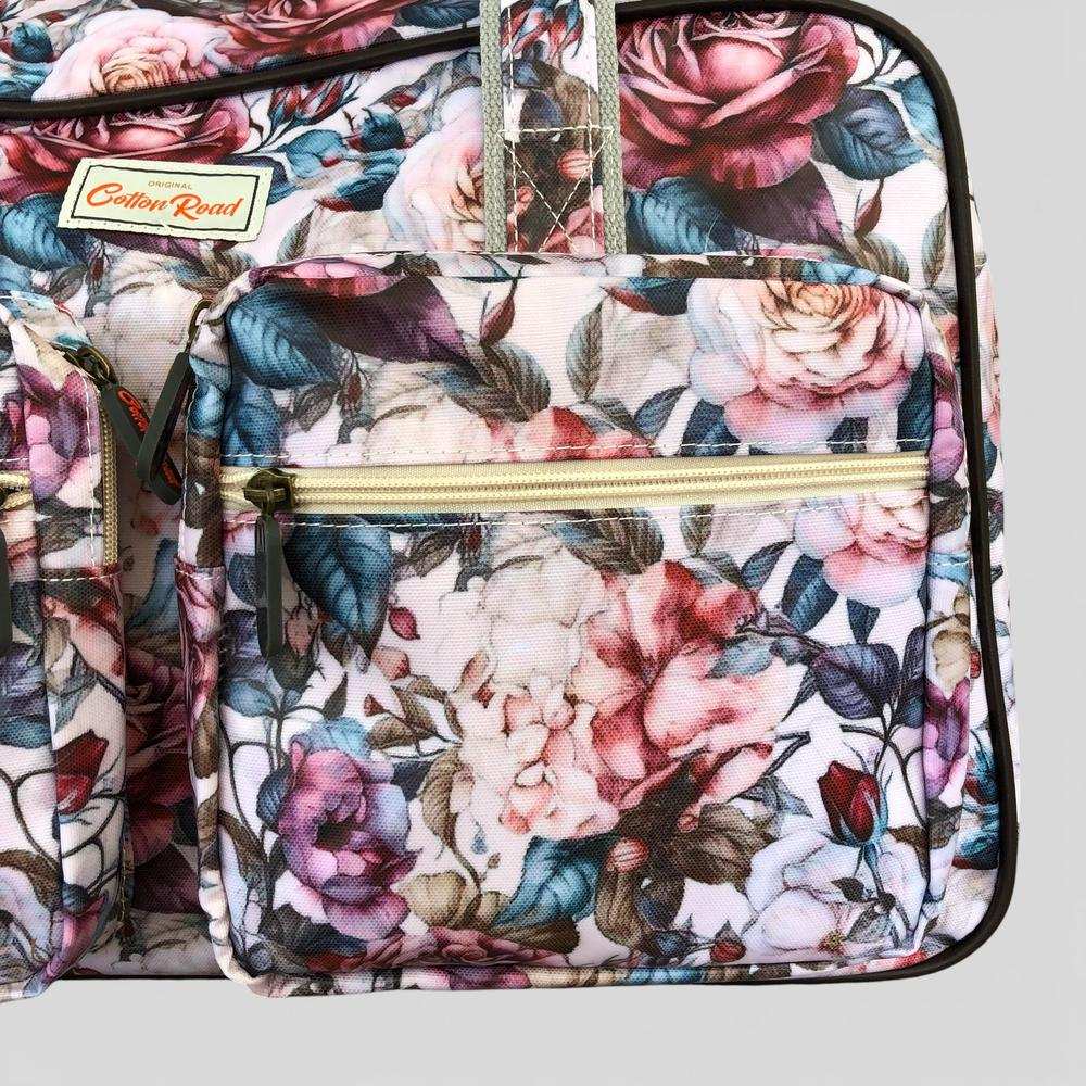 Cotton Road Travel Bag: PINK PVC Overnight Travel Bag with ROSES