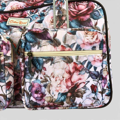 Cotton Road Travel Bag: PINK PVC Overnight Travel Bag with ROSES