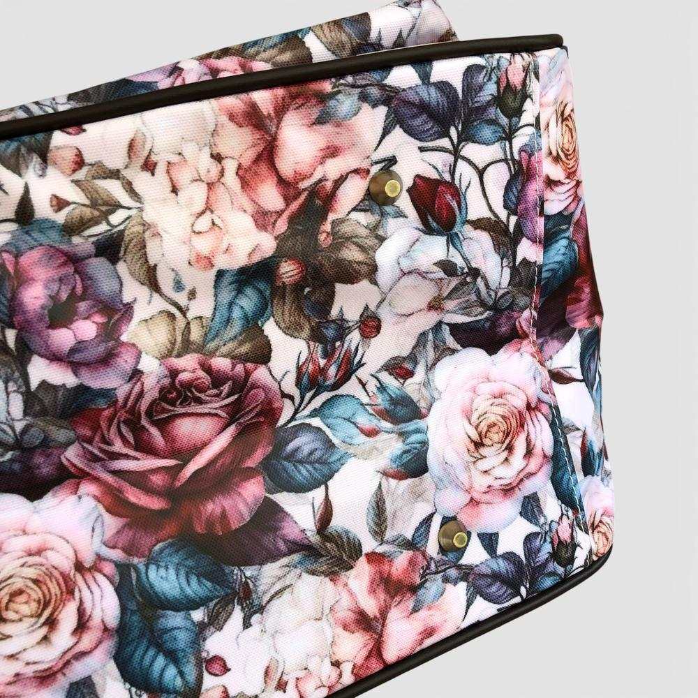 Cotton Road Travel Bag: PINK PVC Overnight Travel Bag with ROSES