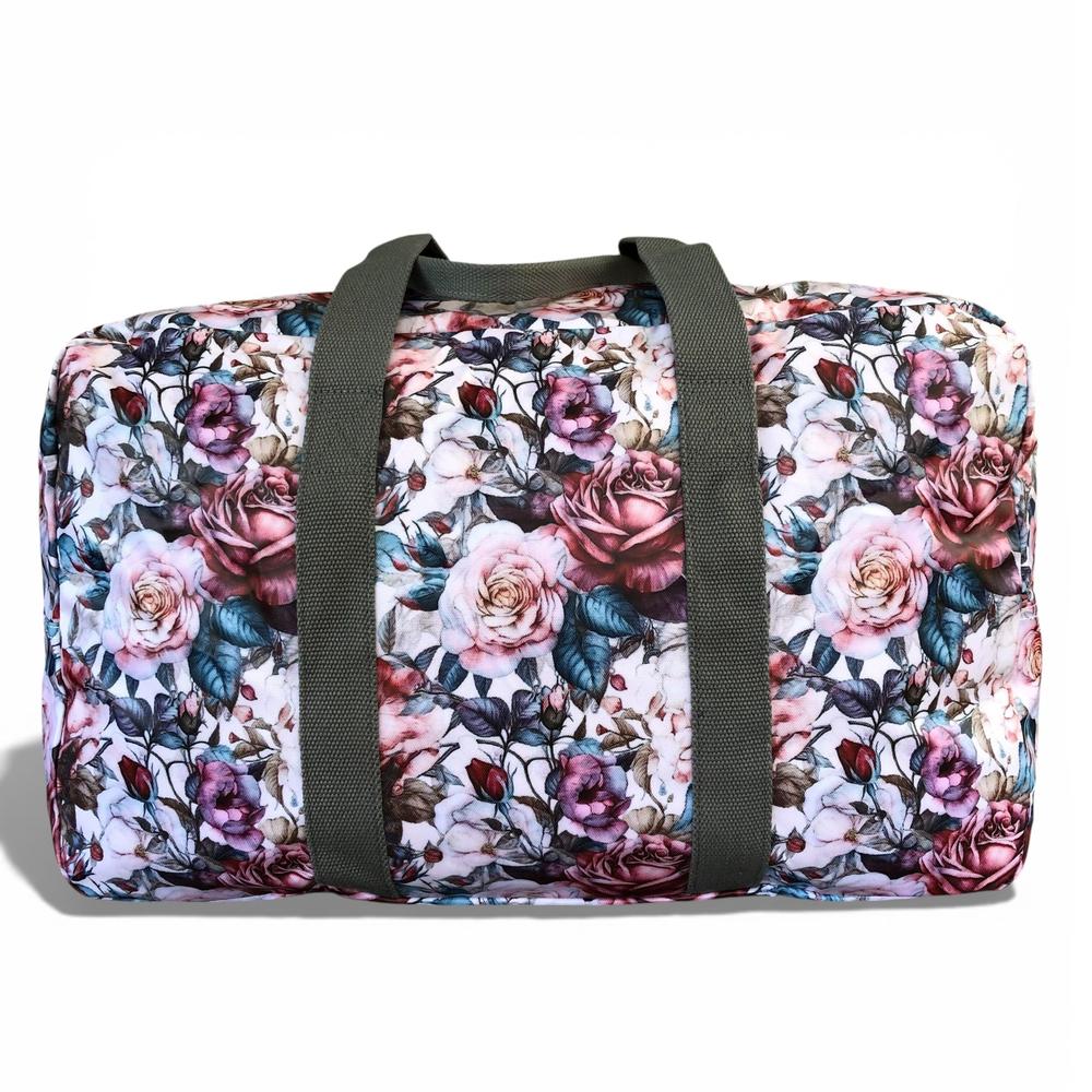 Cotton Road Travel Bag: PINK ROSES PVC Foldaway WEEKENDER Travel Bag
