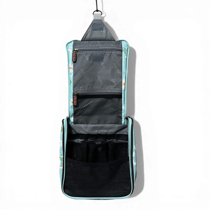 Cotton Road Travel Bag: TURQUOISE DAISIES Print PVC Overnight Bag and Matching Vanity Bag