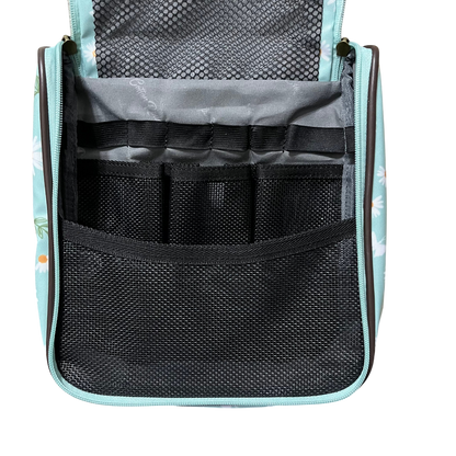 Cotton Road Travel Bag: TURQUOISE DAISIES Print PVC Overnight Bag and Matching Vanity Bag