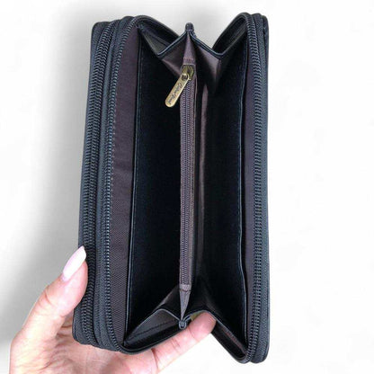 Cotton Road black PU leather handbag, laptop bag, and matching wallet set