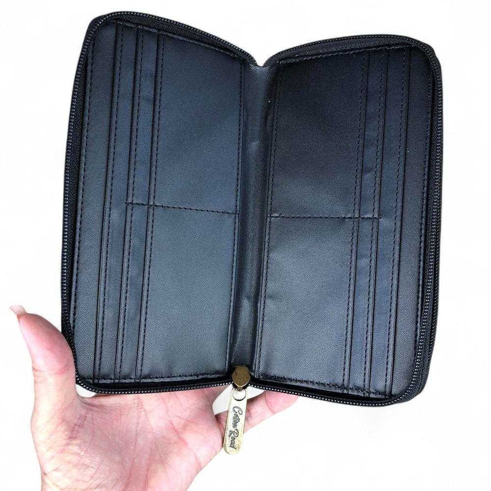 Cotton Road black PU leather handbag, laptop bag, and matching wallet set