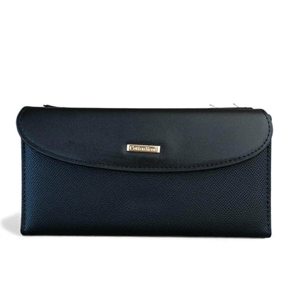 Cotton Road Wallet: Large BLACK PU Leather Wallet with CLIP