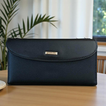 Cotton Road Wallet: Large BLACK PU Leather Wallet with CLIP