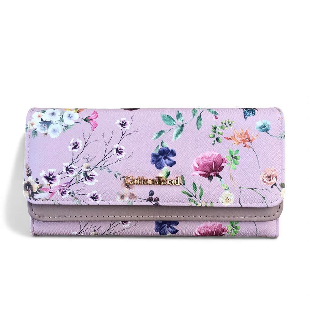 Cotton Road Wallet: Large FLORAL PINK PU Leather Wallet