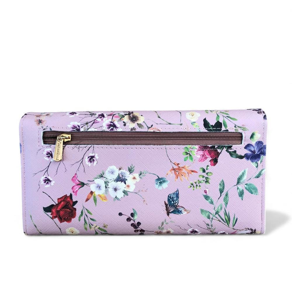 Cotton Road Wallet: Large FLORAL PINK PU Leather Wallet