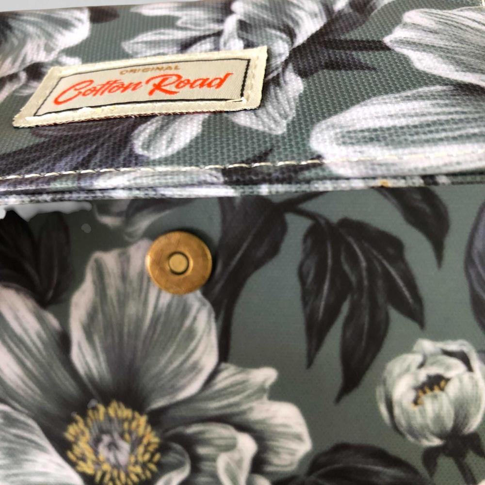 Cotton Road Wallet: Large GREEN FLORAL PVC Cellphone Sling Wallet near view