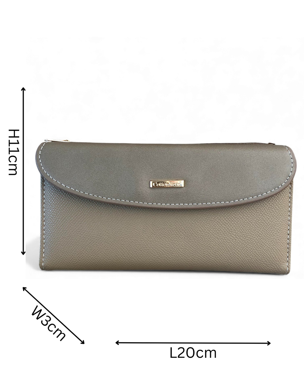 Cotton Road Wallet: Large KHAKI PU Leather Wallet with CLIP