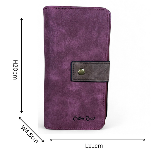 Cotton Road Wallet: Large MAROON / BROWN PU Leather Wallet