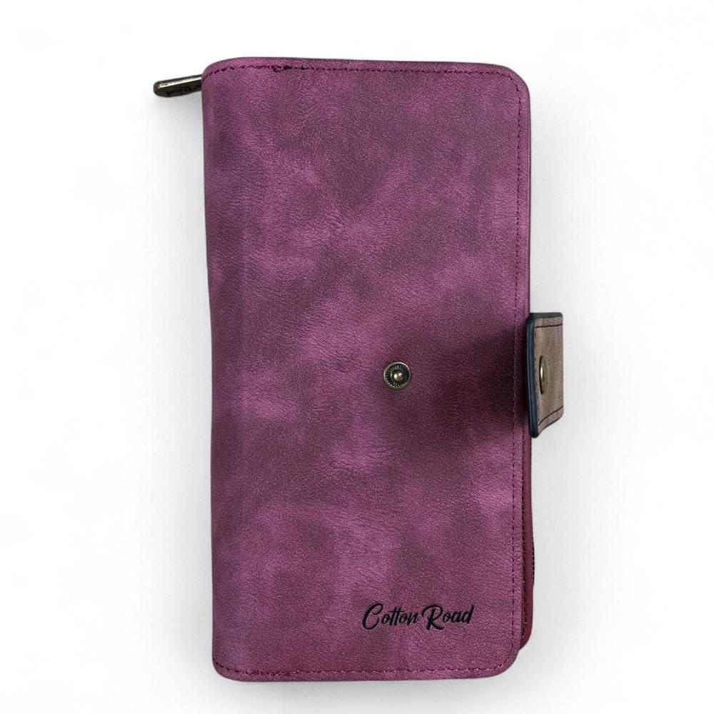Cotton Road Wallet: Large MAROON / BROWN PU Leather Wallet
