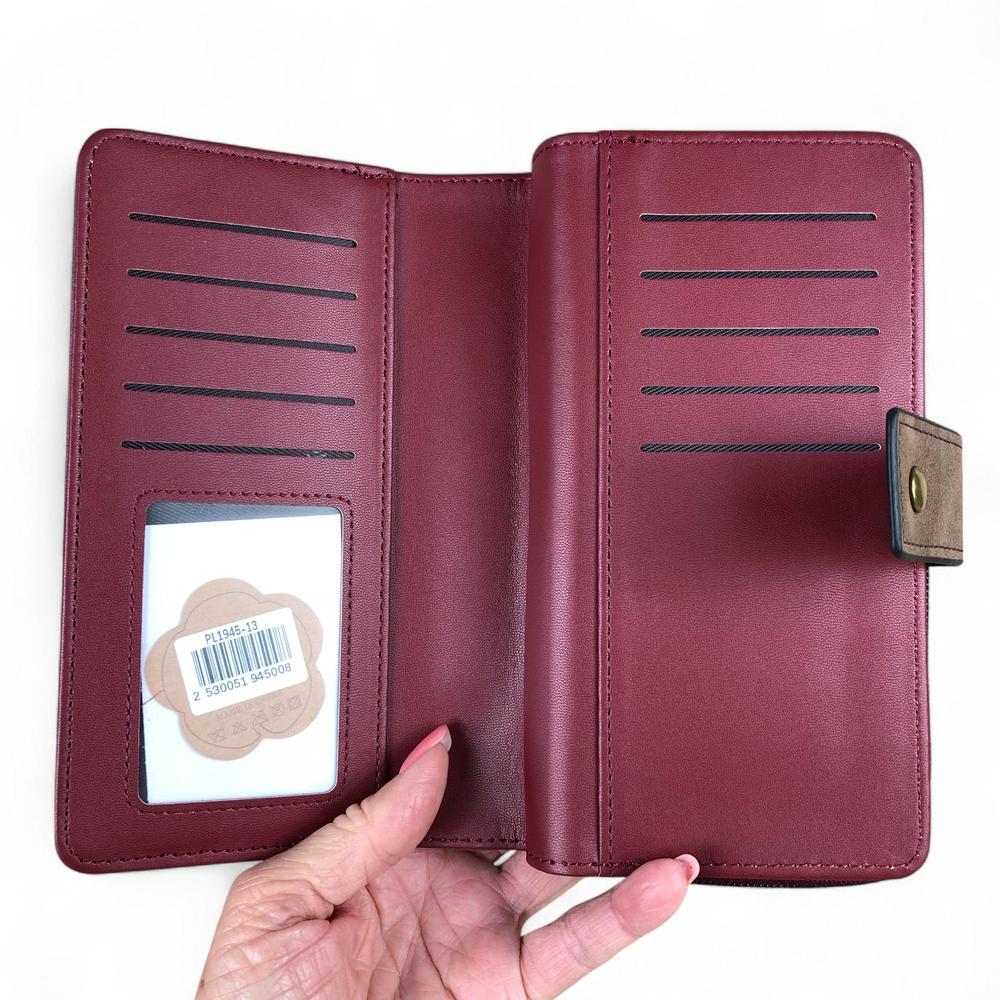 Cotton Road Wallet: Large MAROON / BROWN PU Leather Wallet