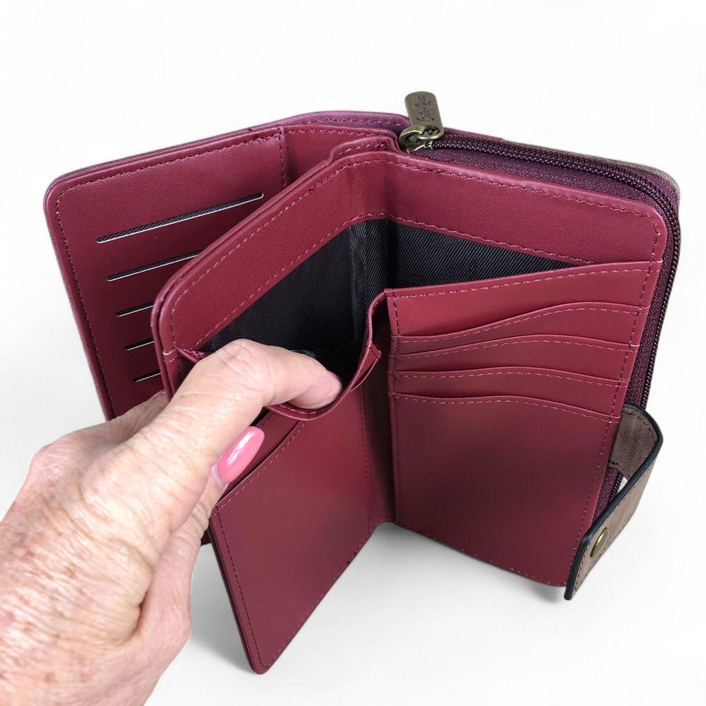 Cotton Road Wallet: Large MAROON / BROWN PU Leather Wallet