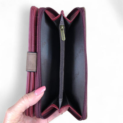 Cotton Road Wallet: Large MAROON / BROWN PU Leather Wallet