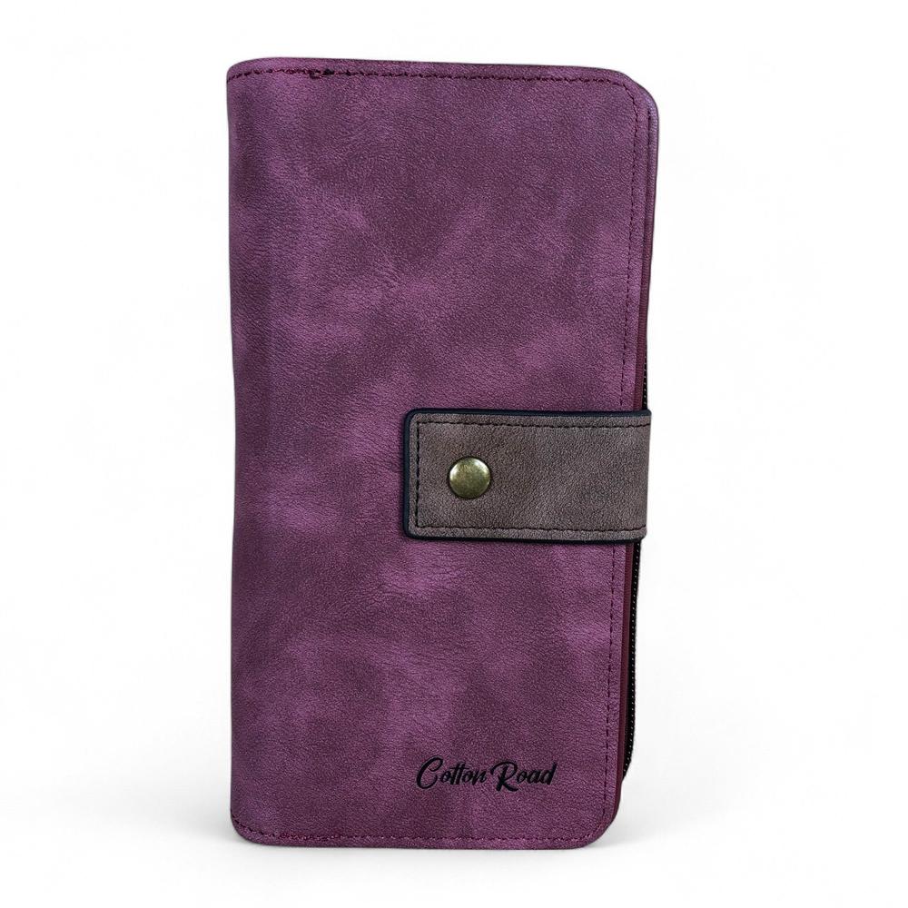 Cotton Road Wallet: Large MAROON / BROWN PU Leather Wallet