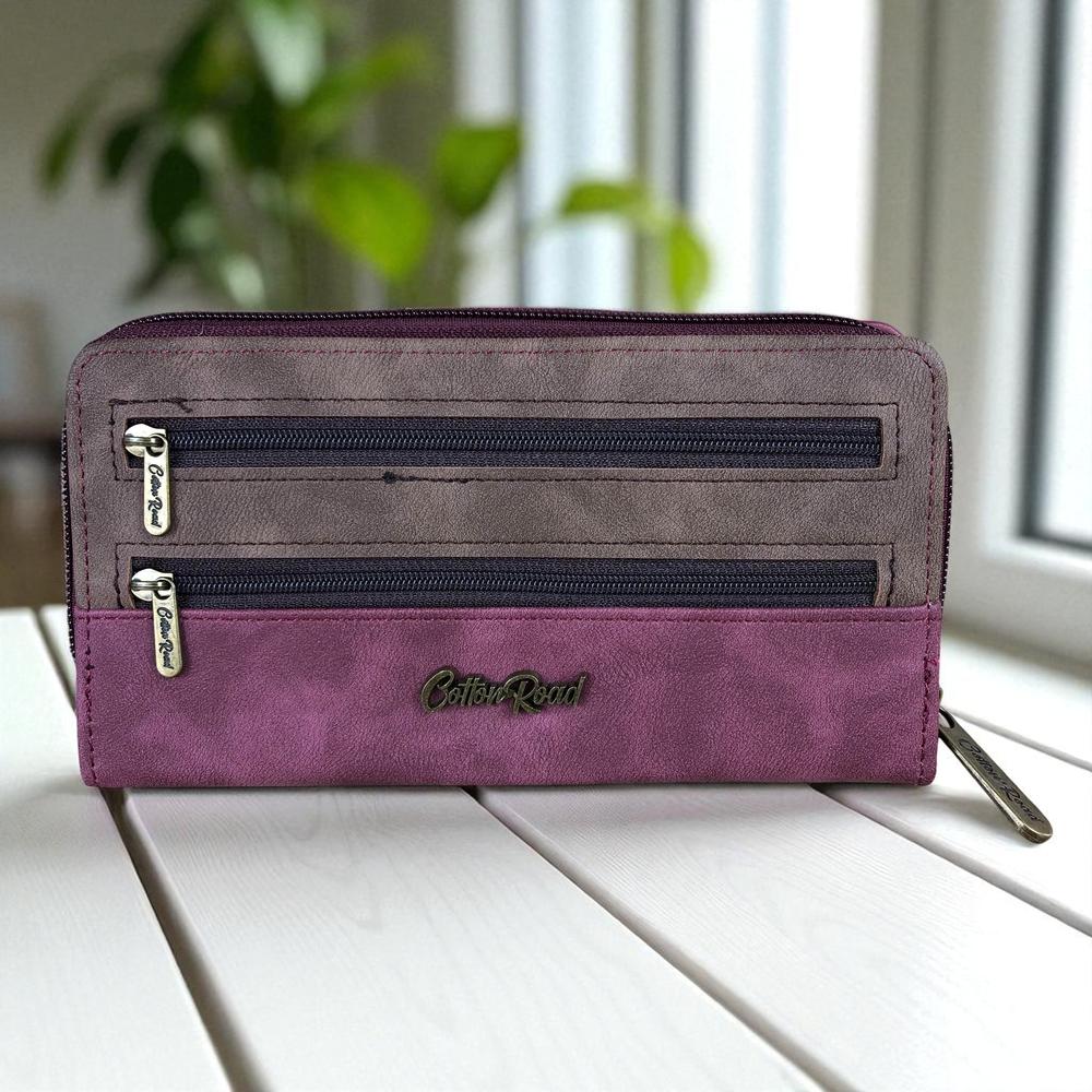 Cotton Road Wallet: Large MAROON / BROWN PU Leather Wallet