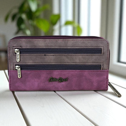 Cotton Road Wallet: Large MAROON / BROWN PU Leather Wallet