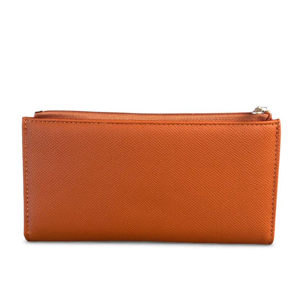 Cotton Road Wallet: Large ORANGE PU Leather Wallet with CLIP